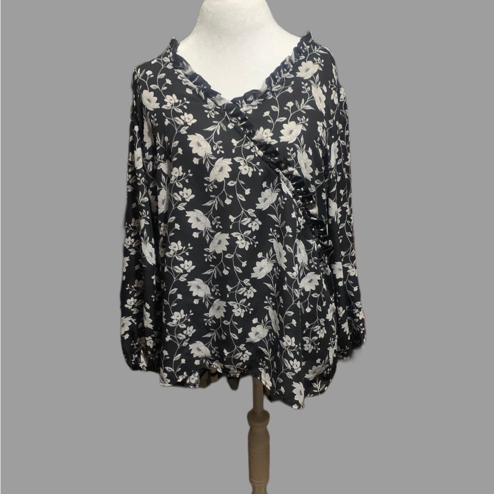 Old Navy Black Floral Blouse